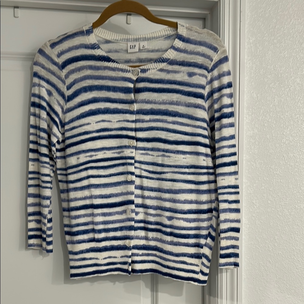 GAP Navy and White Striped Sweater